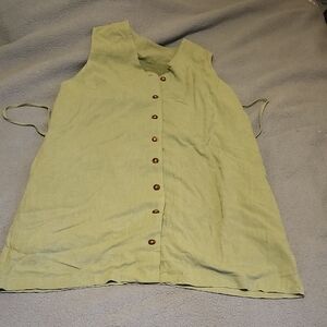 Sleeveless Asymmetrical Button-Front Dress in Light Green